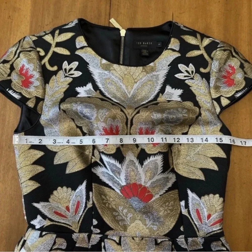 Ted Baker Imoen Opulent Orient Jacquard Dress Womens Size 1 US 4 Pocket Cocktail - Picture 10 of 11